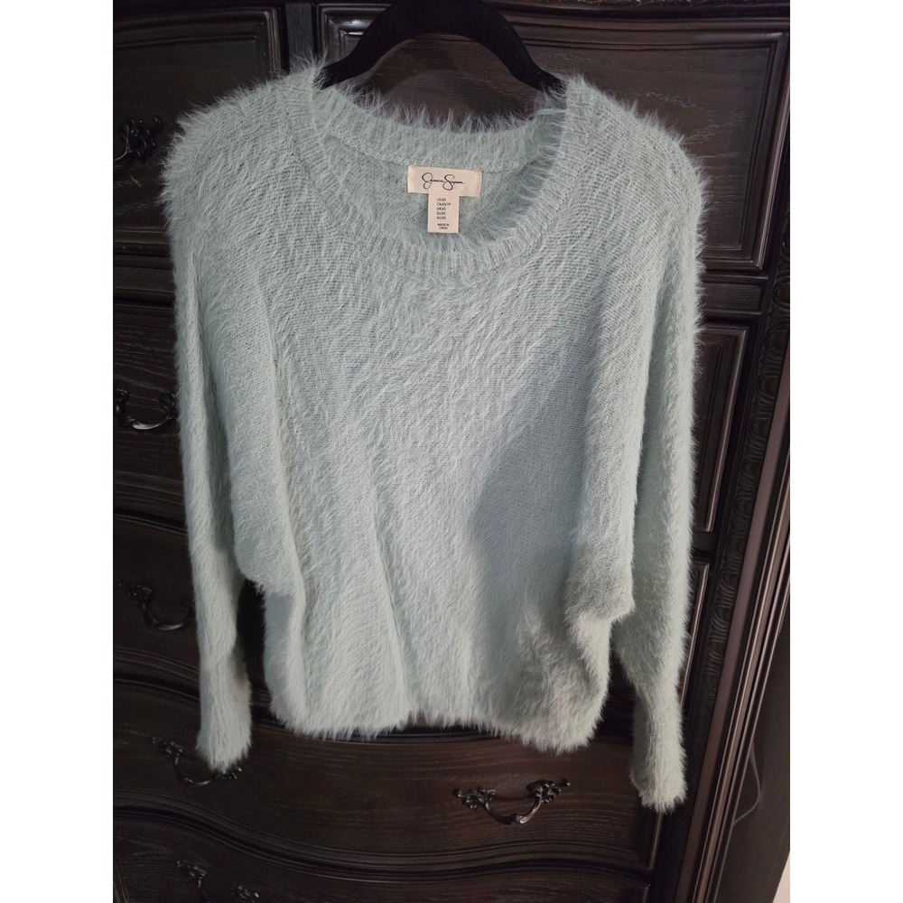Jessica Simpson Mint Green Fuzzy Eyelash Knit Batwing Sweater XS